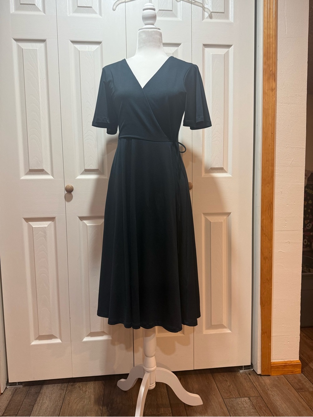 H&M Dark Teal V-Neck Wrap Midi Dress